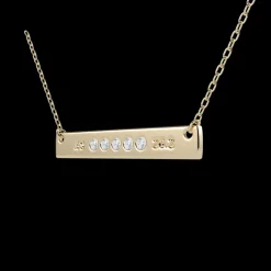 Diamond Engravable Gold Bar Petite Pendant