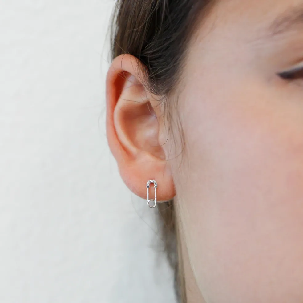 The Safety Pin Diamond Stud Earrings