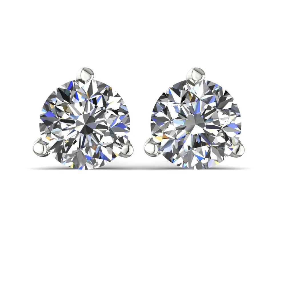 Three-Prong Martini Diamond Stud Earrings