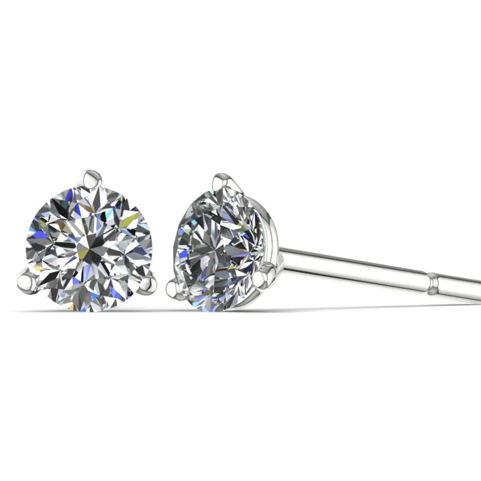 Three-Prong Martini Diamond Stud Earrings
