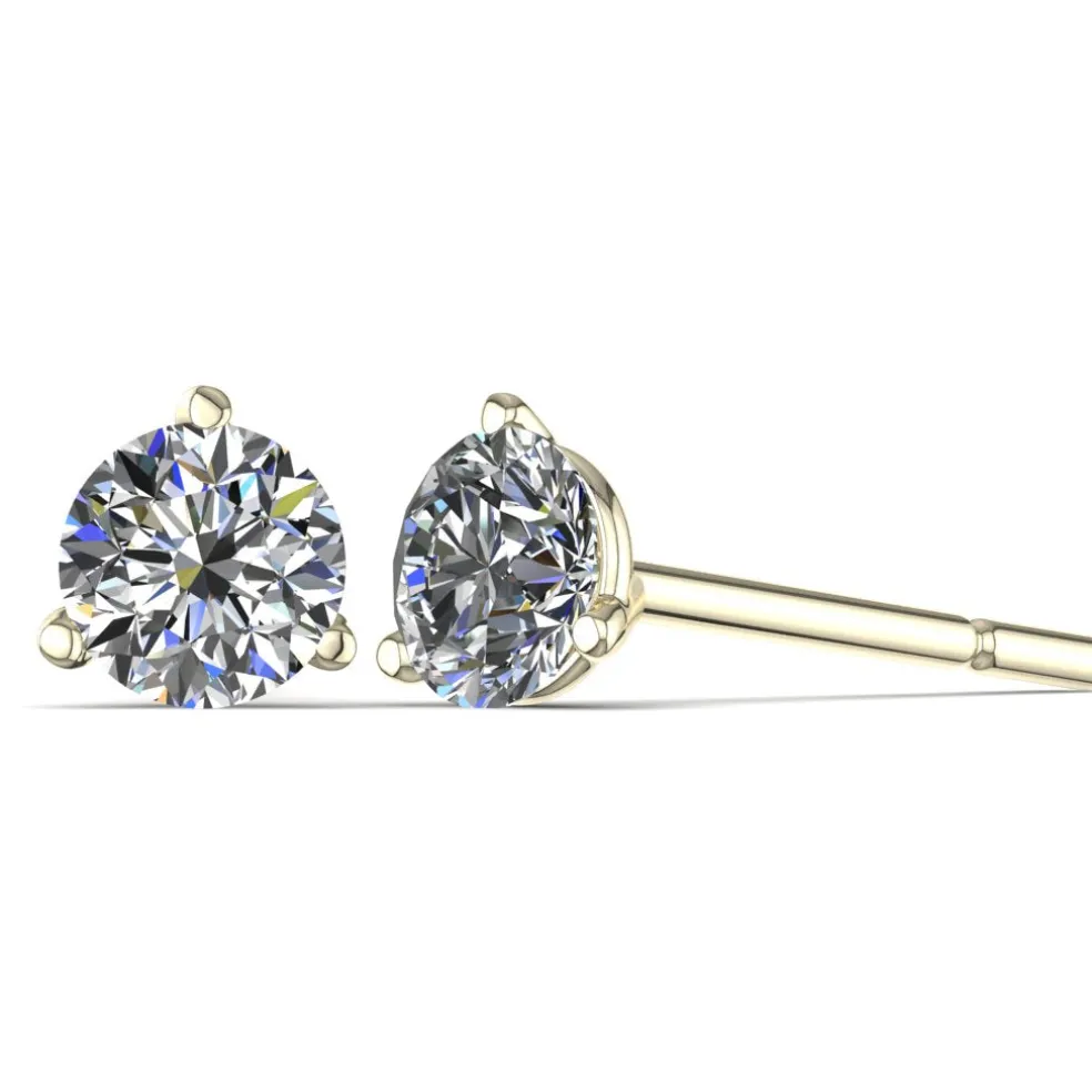 Three-Prong Martini Diamond Stud Earrings