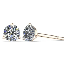 Three-Prong Martini Diamond Stud Earrings