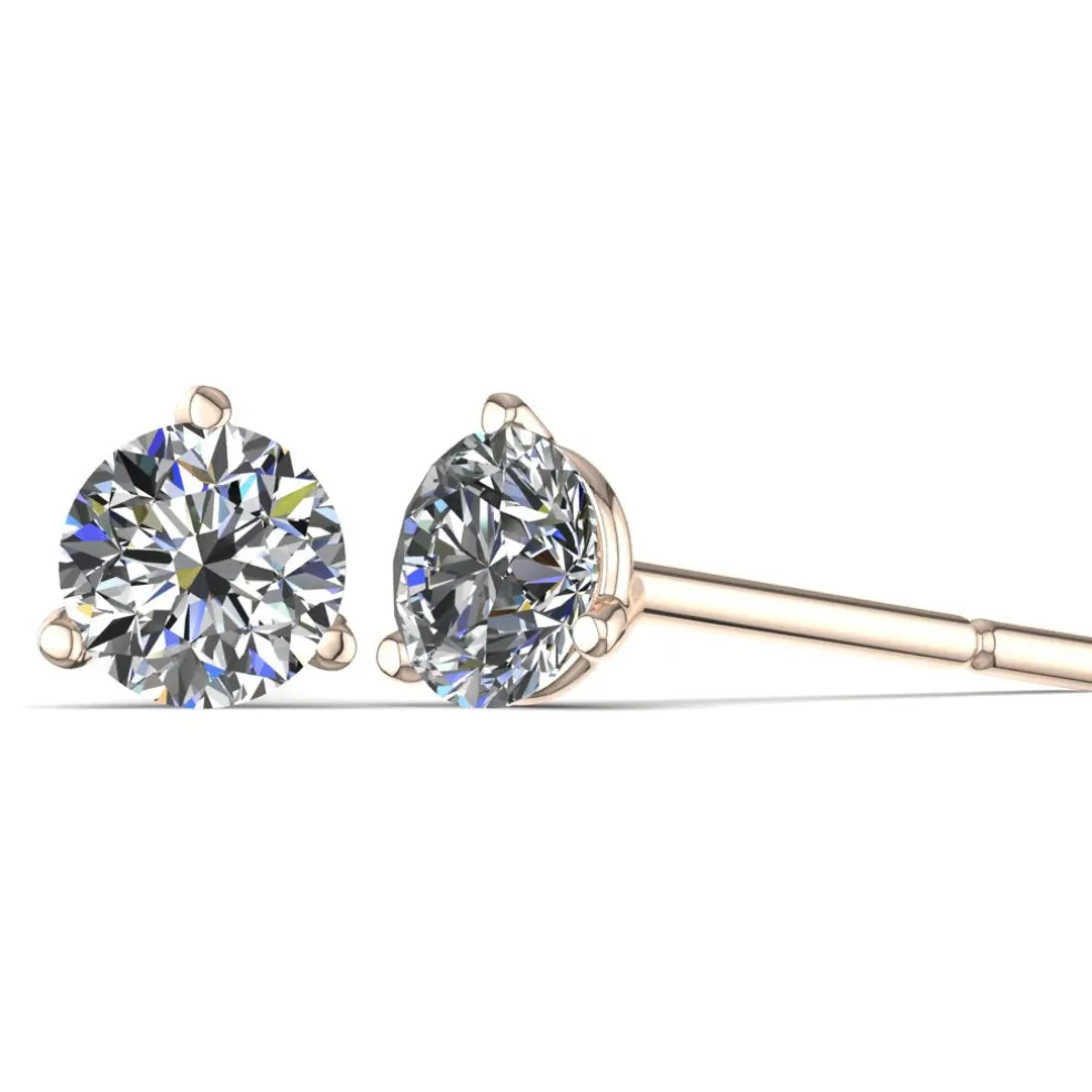 Three-Prong Martini Diamond Stud Earrings